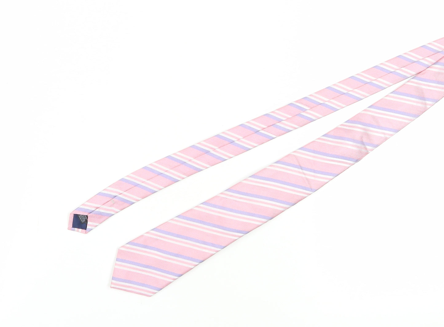 Marks and Spencer Men's Pink Striped Silk Tie