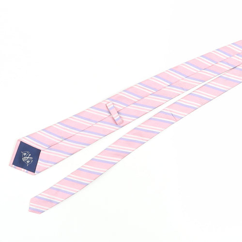 Marks and Spencer Men's Pink Striped Silk Tie