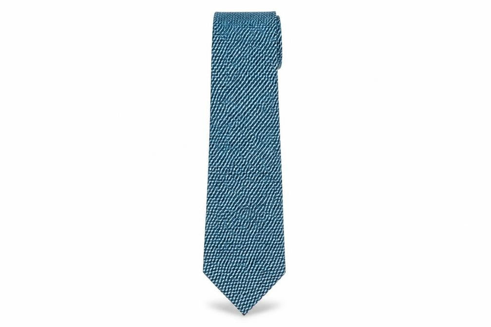 Front view of Bernard Weatherill Men's Blue Geometric Silk Tie