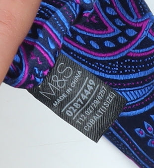 Marks and Spencer Men's Blue Paisley Silk Slim Tie