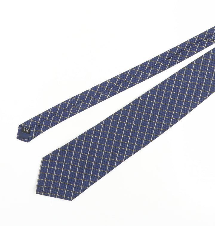 Ciro Citterio Men Blue Plaid Designer Tie