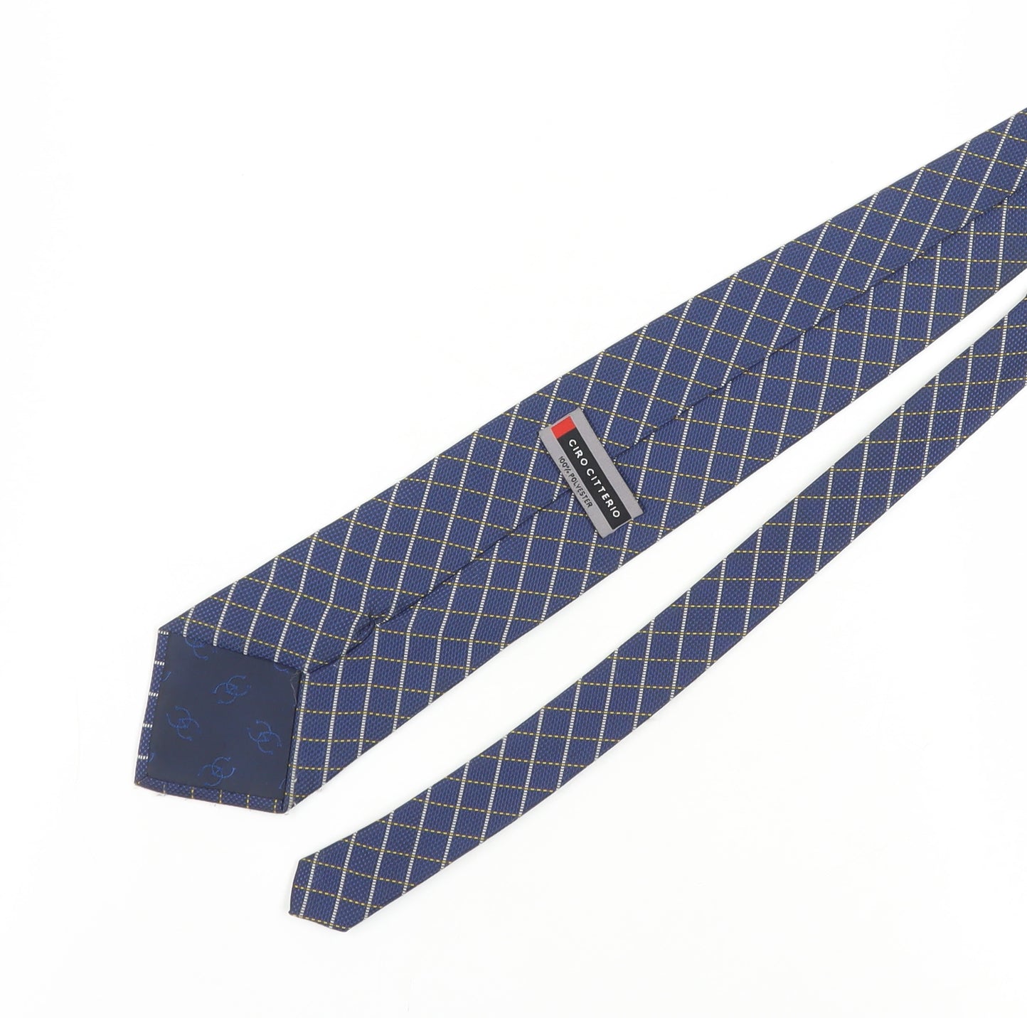 Ciro Citterio Men Blue Plaid Designer Tie