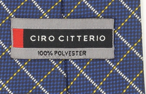 Ciro Citterio Men Blue Plaid Designer Tie