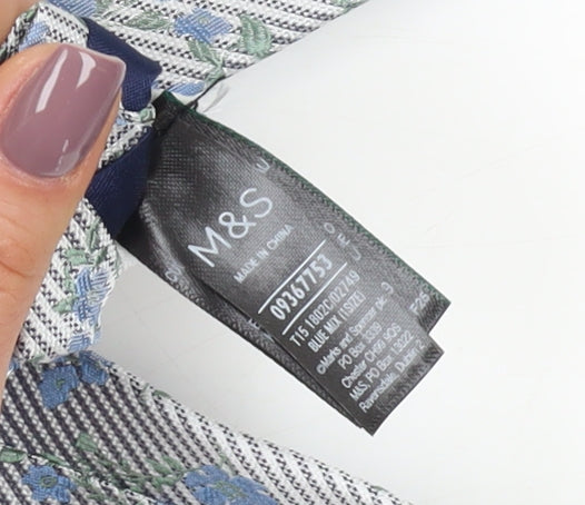 Marks and Spencer Men's Blue Floral Silk Tie