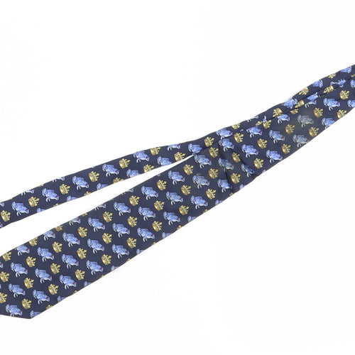 The Windsor Collection Men's Blue Silk Animal Print Tie
