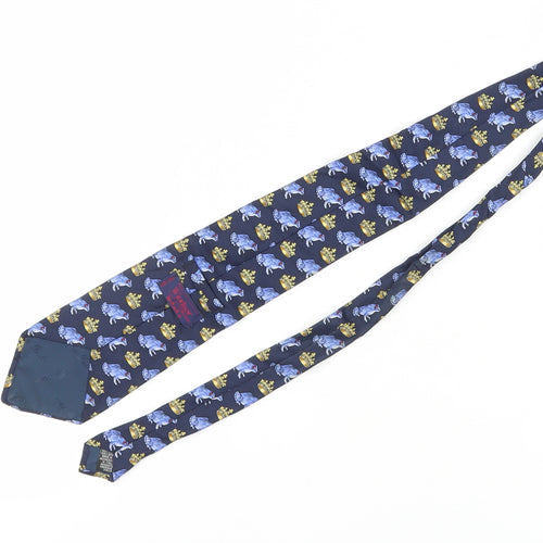 The Windsor Collection Men's Blue Silk Animal Print Tie