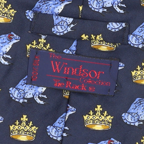 The Windsor Collection Men's Blue Silk Animal Print Tie