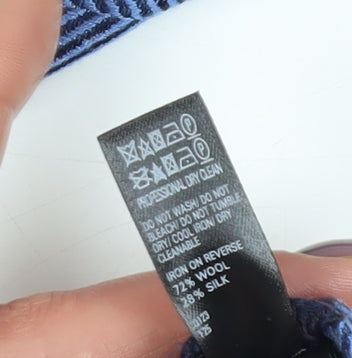 Marks and Spencer Men's Blue Striped Wool Silk Slim Tie