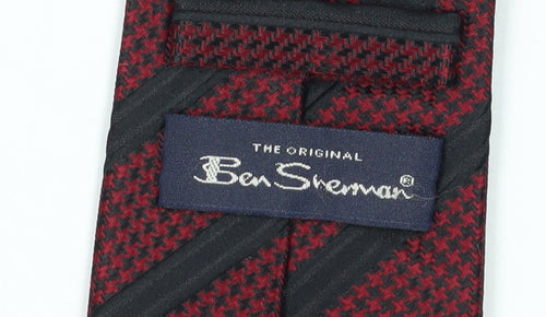 Ben Sherman Men's Red Silk Striped Slim Tie