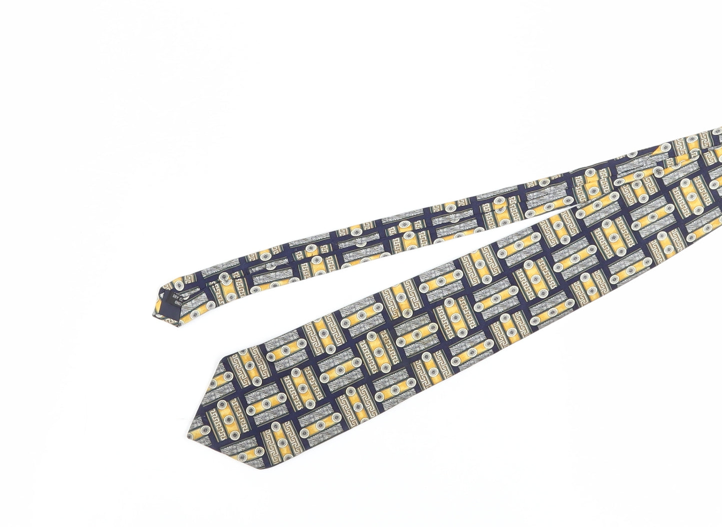 D'Alambi Men's Geometric Silk Tie Multicoloured