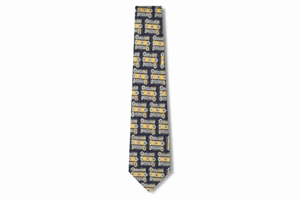 Front view of D'Alambi Men's Geometric Silk Tie Multicoloured