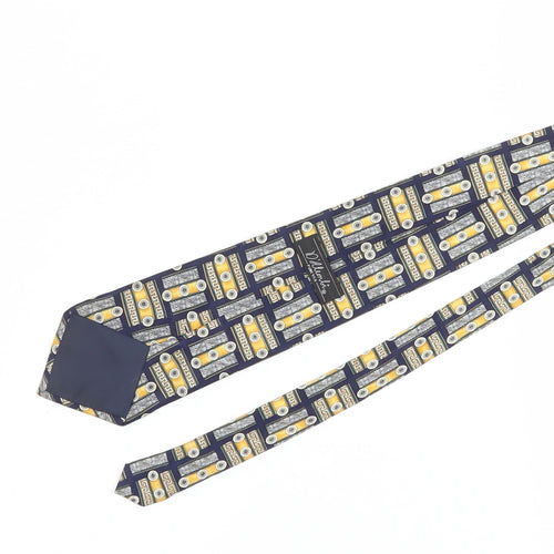 D'Alambi Men's Geometric Silk Tie Multicoloured
