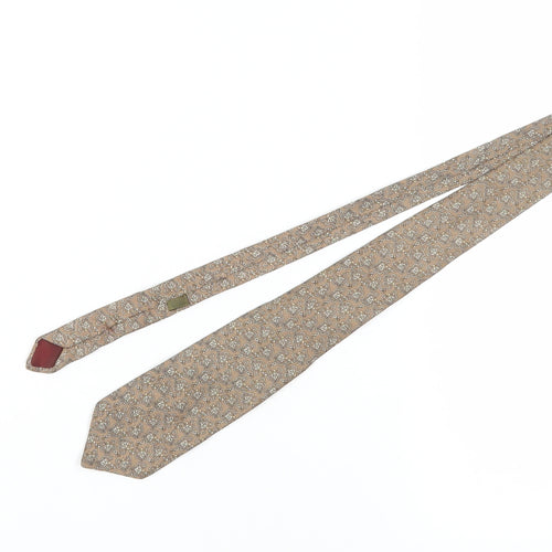 John Harmer Men's Beige Floral Silk Tie, Handmade