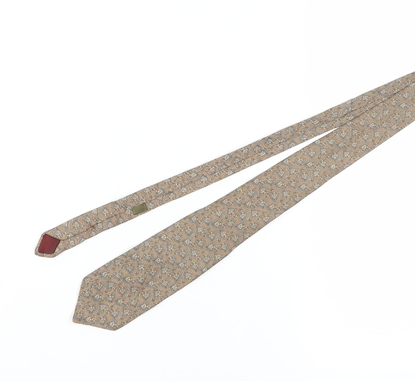 John Harmer Men's Beige Floral Silk Tie, Handmade