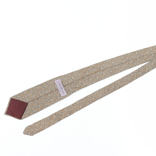 John Harmer Men's Beige Floral Silk Tie, Handmade