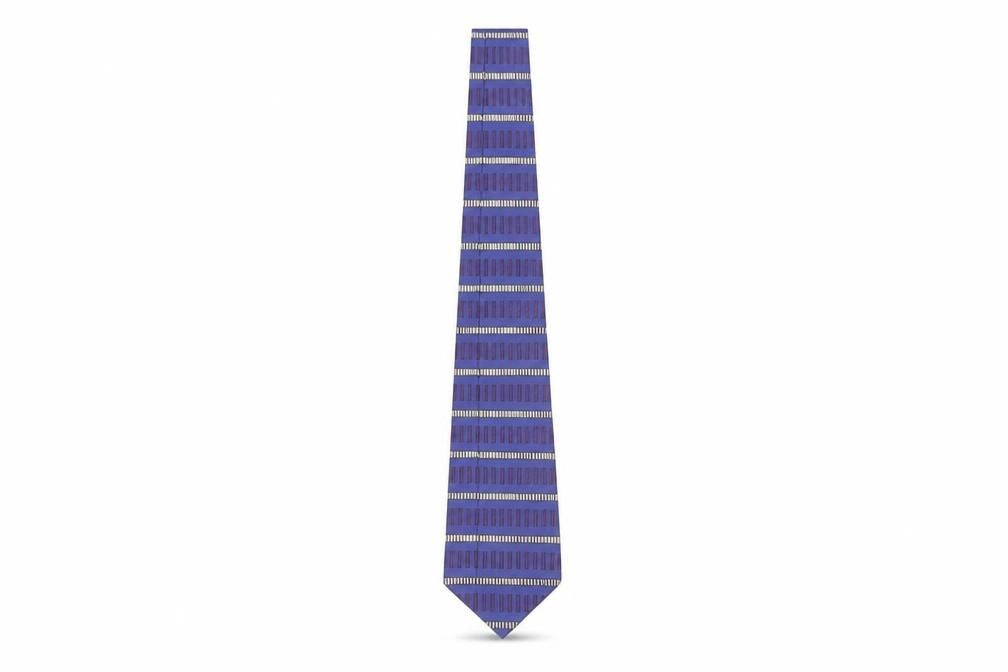 Front view of Principles for Men Blue Striped Silk Tie