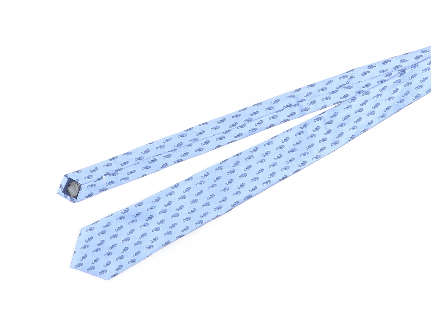 Marks and Spencer Blue Silk Slim Tie Animal Print