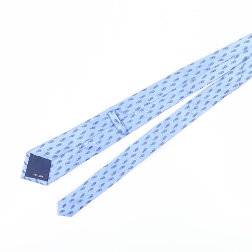 Marks and Spencer Blue Silk Slim Tie Animal Print