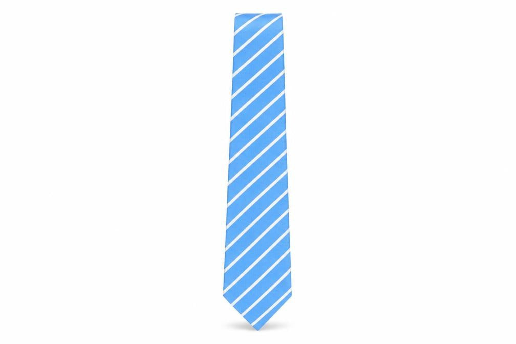 Front view of TM Lewin Men's Blue Striped Silk Tie