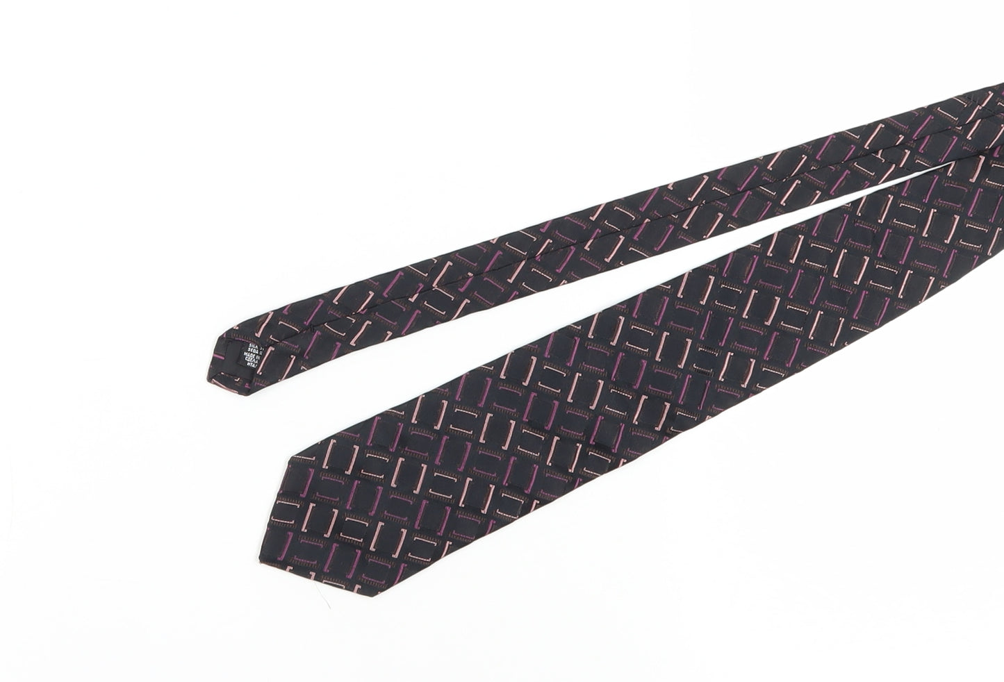 Hugo Boss Men's Black Geometric Silk Tie