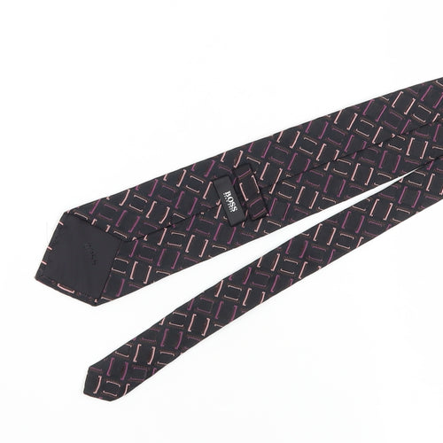 Hugo Boss Men's Black Geometric Silk Tie