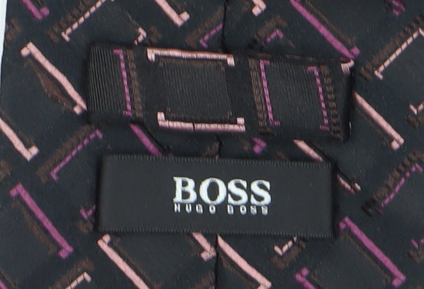 Hugo Boss Men's Black Geometric Silk Tie