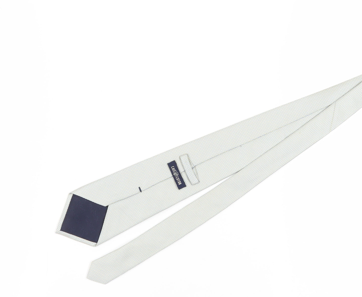 Café Coton Men's Beige Silk Slim Tie Geometric Pattern