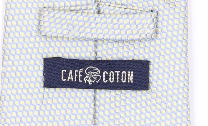 Café Coton Men's Beige Silk Slim Tie Geometric Pattern