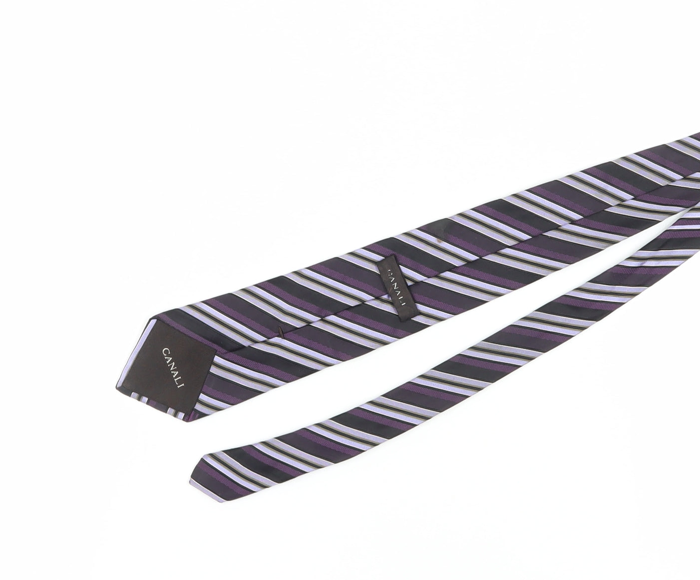 Canali Men's Purple Striped Silk Tie One Size