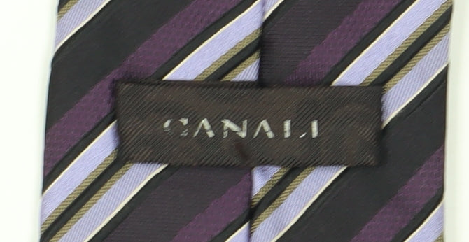Canali Men's Purple Striped Silk Tie One Size