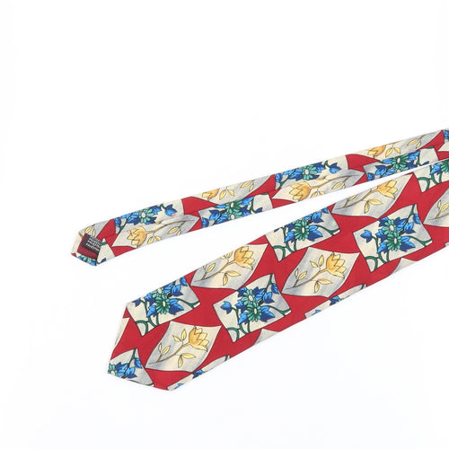 Van Gils Men's Red Floral Polyester Slim Tie