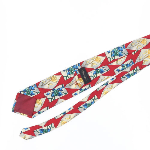 Van Gils Men's Red Floral Polyester Slim Tie