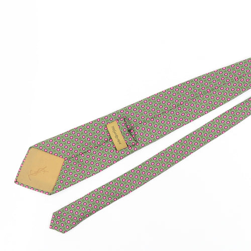 Yves Saint Laurent Green Polka Dot Silk Men's Tie