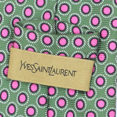 Yves Saint Laurent Green Polka Dot Silk Men's Tie