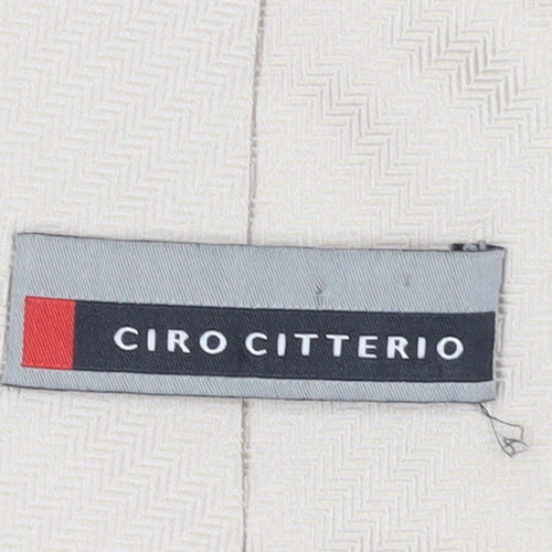 Ciro Citterio Men's Beige Silk Designer Tie Herringbone