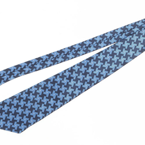 Kailong Men's Blue Silk Houndstooth Tie