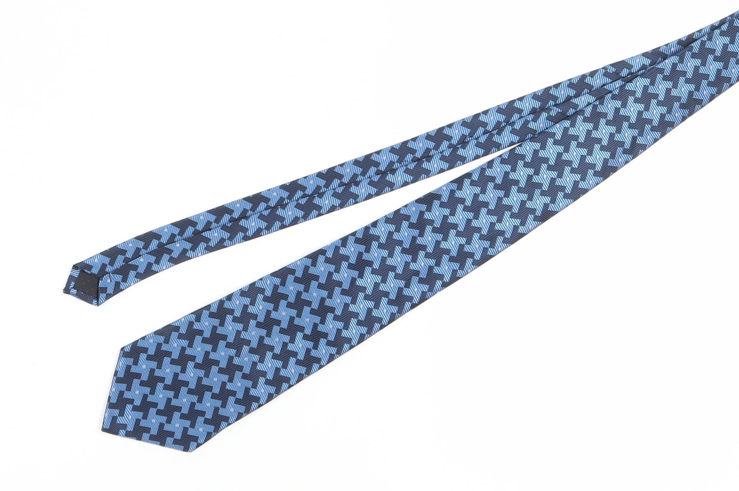 Kailong Men's Blue Silk Houndstooth Tie