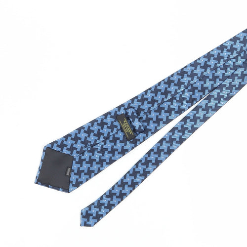 Kailong Men's Blue Silk Houndstooth Tie