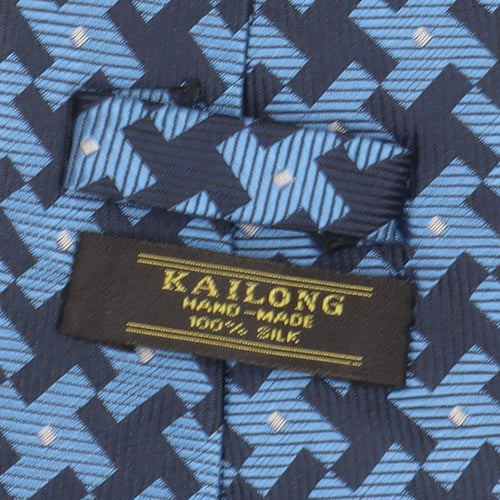 Kailong Men's Blue Silk Houndstooth Tie