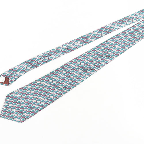 Sovrano Men's Geometric Green Silk Tie, One Size, Elegant Design
