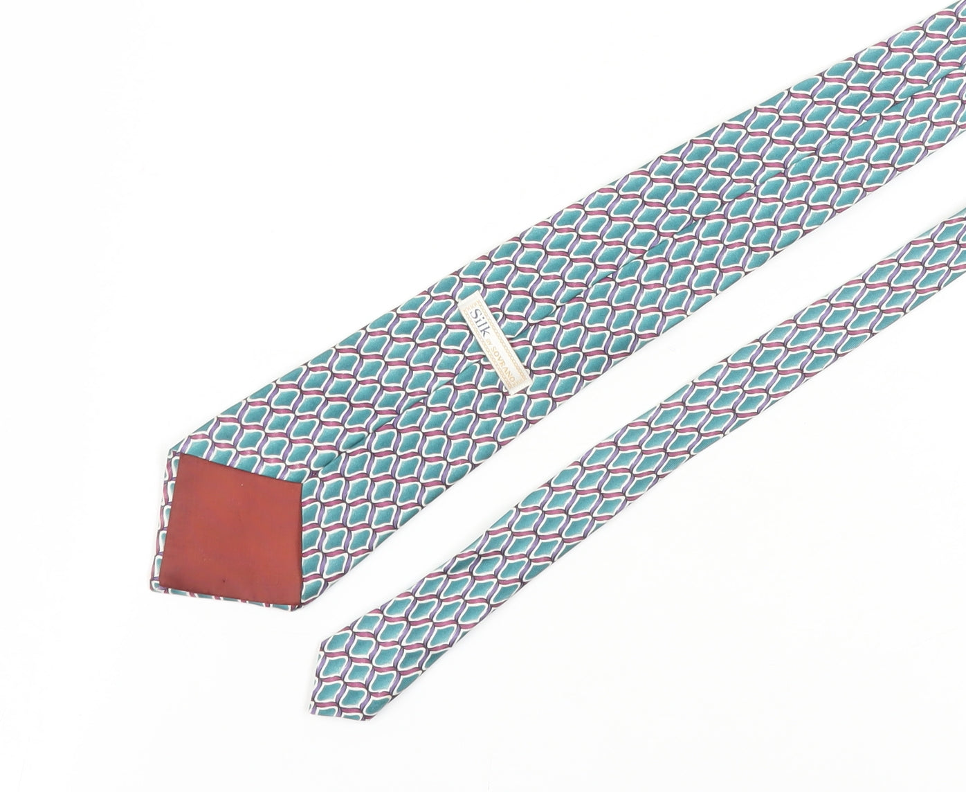 Sovrano Men's Geometric Green Silk Tie, One Size, Elegant Design