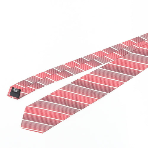 Hugo Boss Men's Red Striped Silk Designer Tie