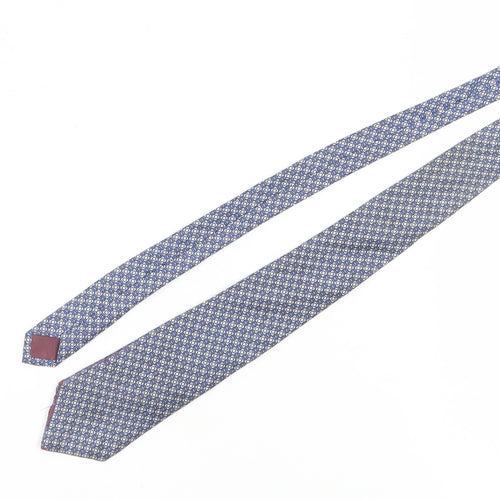 St Michael Men's Blue Silk Designer Geometric Tie
