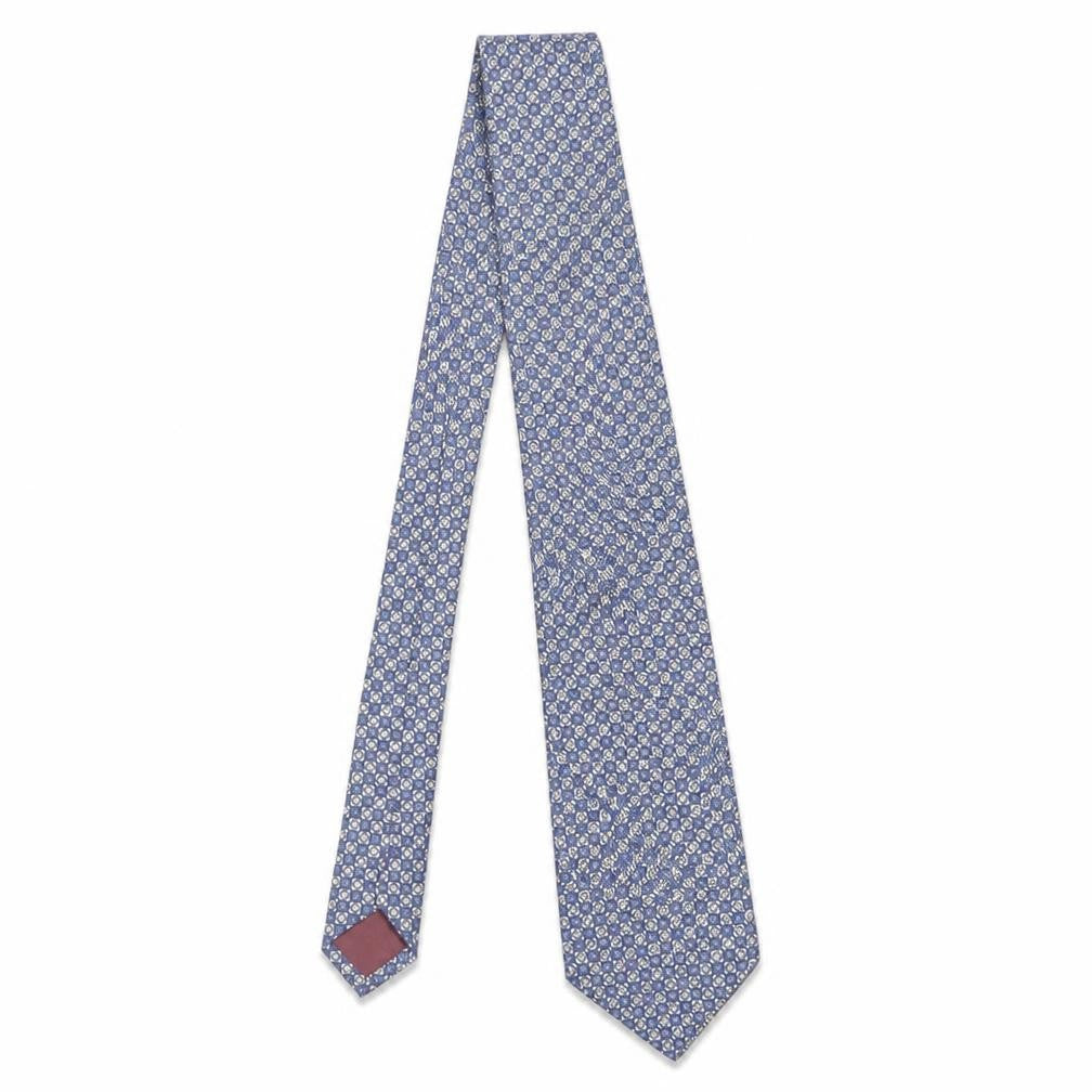 Front view of St Michael Men's Blue Silk Designer Geometric Tie