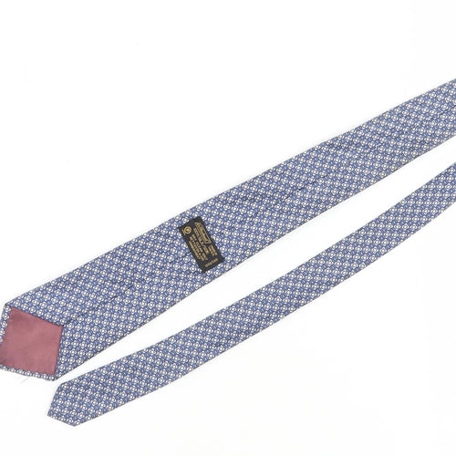 St Michael Men's Blue Silk Designer Geometric Tie