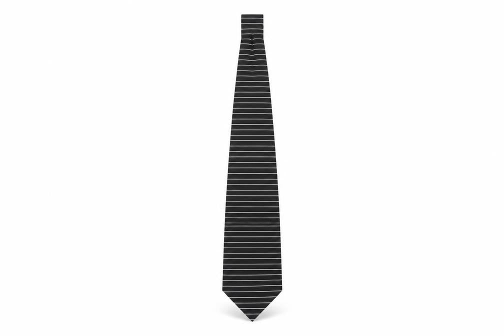 Front view of Gianni Ricci Men's Black Striped Silk Tie, Excellent Condition