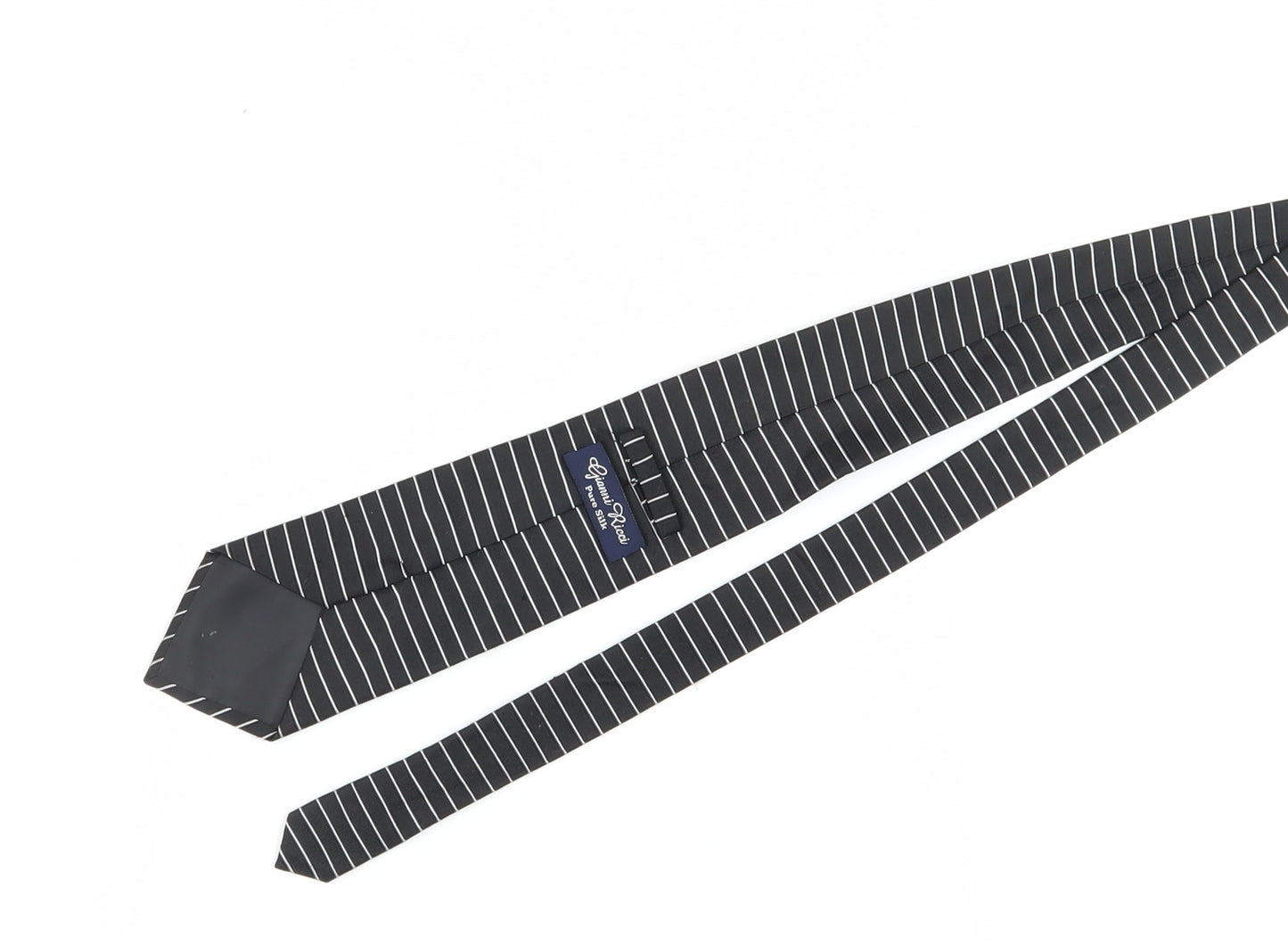 Gianni Ricci Men's Black Striped Silk Tie, Excellent Condition