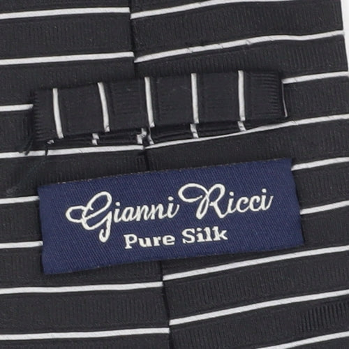 Gianni Ricci Men's Black Striped Silk Tie, Excellent Condition