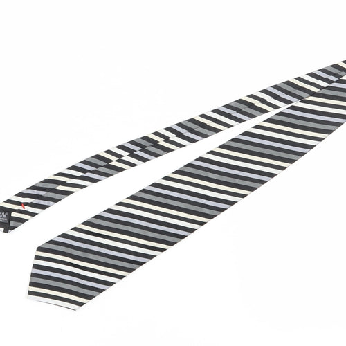 Racing Green Men's Black Striped Silk Tie