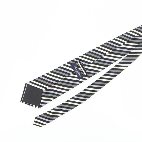 Racing Green Men's Black Striped Silk Tie